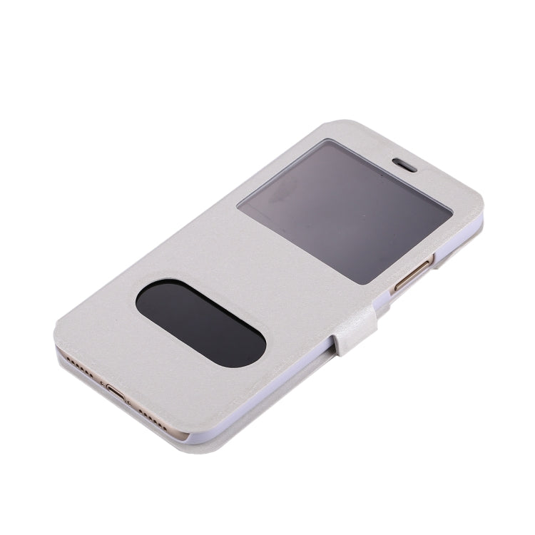 For iPhone X / XS Silk Texture Horizontal Flip Leather Case with Call Display ID & Sleep / Wake-up Function & Holder