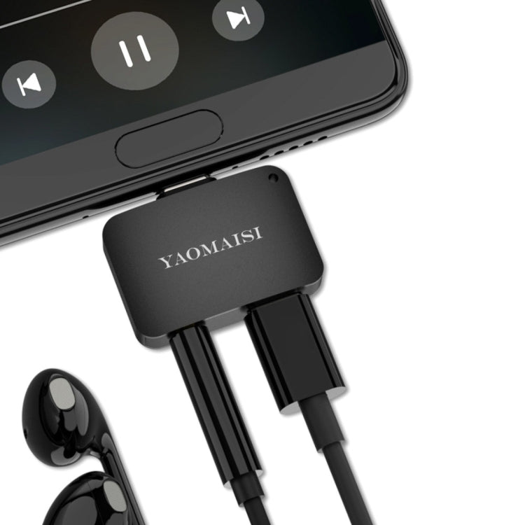 YAOMAISI Q15 2.4A 2 in 1 Type-C Aluminium Alloy Music + Charger Female Adapter Audio Converter, Compatible with iOS11 System Such as iPhone X / iPhone 8 & 8 Plus / iPhone 7 & 7 Plus / iPhone 6 & 6s & 6 Plus & 6s Plus / iPad