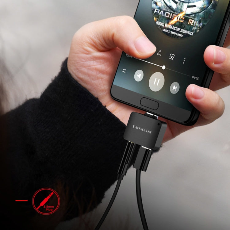 YAOMAISI Q15 2.4A 2 in 1 Type-C Aluminium Alloy Music + Charger Female Adapter Audio Converter, Compatible with iOS11 System Such as iPhone X / iPhone 8 & 8 Plus / iPhone 7 & 7 Plus / iPhone 6 & 6s & 6 Plus & 6s Plus / iPad
