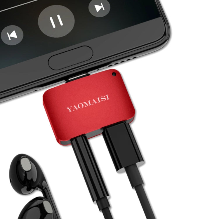 YAOMAISI Q15 2.4A 2 in 1 Type-C Aluminium Alloy Music + Charger Female Adapter Audio Converter, Compatible with iOS11 System Such as iPhone X / iPhone 8 & 8 Plus / iPhone 7 & 7 Plus / iPhone 6 & 6s & 6 Plus & 6s Plus / iPad