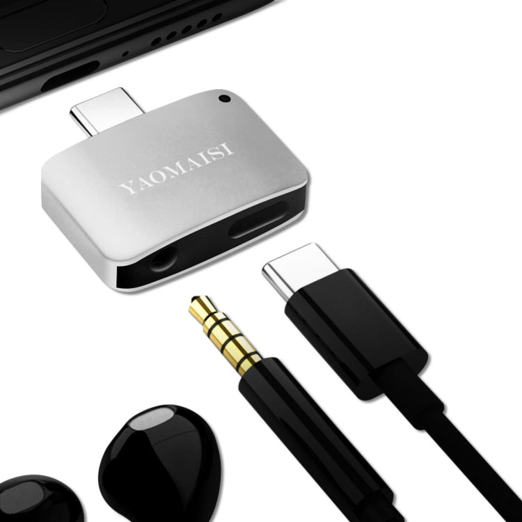 YAOMAISI Q15 2.4A 2 in 1 Type-C Aluminium Alloy Music + Charger Female Adapter Audio Converter, Compatible with iOS11 System Such as iPhone X / iPhone 8 & 8 Plus / iPhone 7 & 7 Plus / iPhone 6 & 6s & 6 Plus & 6s Plus / iPad