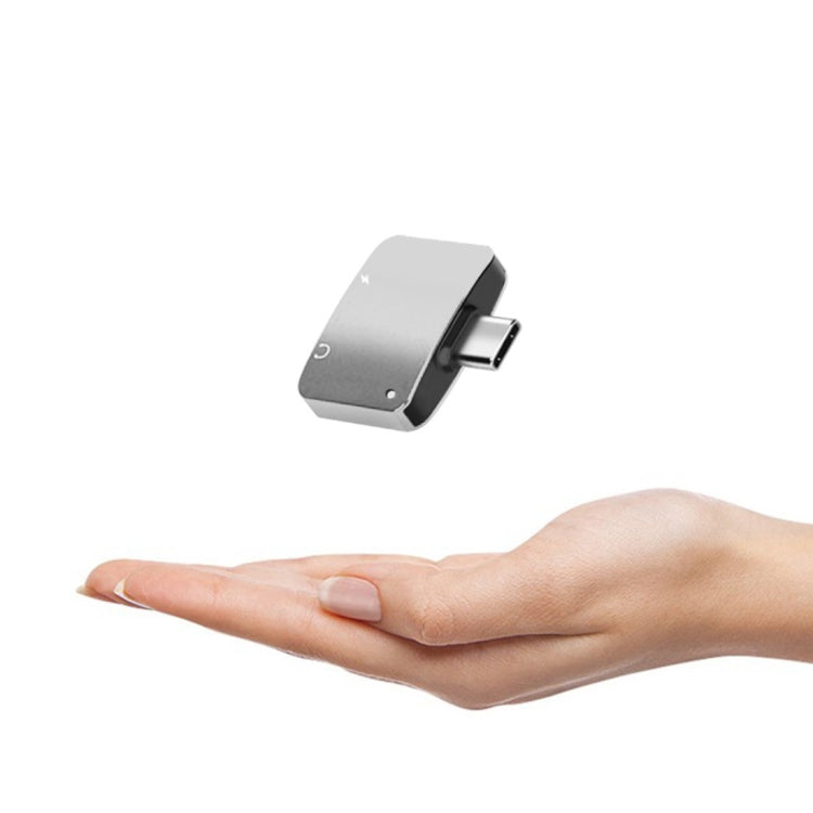 YAOMAISI Q15 2.4A 2 in 1 Type-C Aluminium Alloy Music + Charger Female Adapter Audio Converter, Compatible with iOS11 System Such as iPhone X / iPhone 8 & 8 Plus / iPhone 7 & 7 Plus / iPhone 6 & 6s & 6 Plus & 6s Plus / iPad