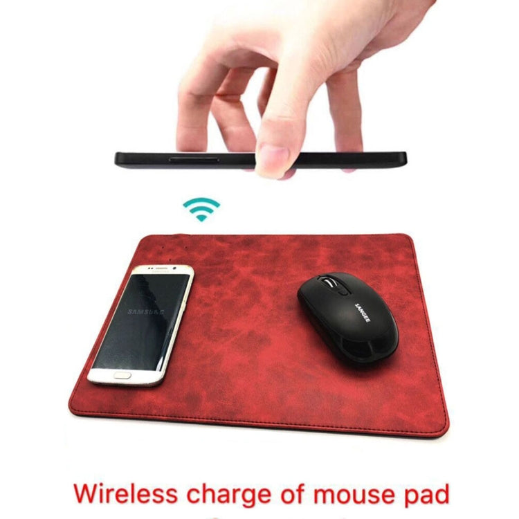 5V 1A Output Multi-function Leather Mouse Pad Qi Wireless Charger, Support Qi Standard Phones, Size: 310*230*5mm(Red)