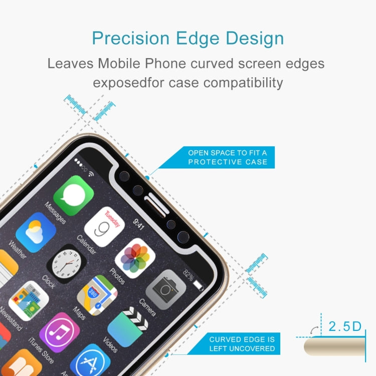 For iPhone X 0.26mm 9H Surface Hardness 2.5D Explosion-proof Full Screen Silk-screen Tempered Glass Screen Film