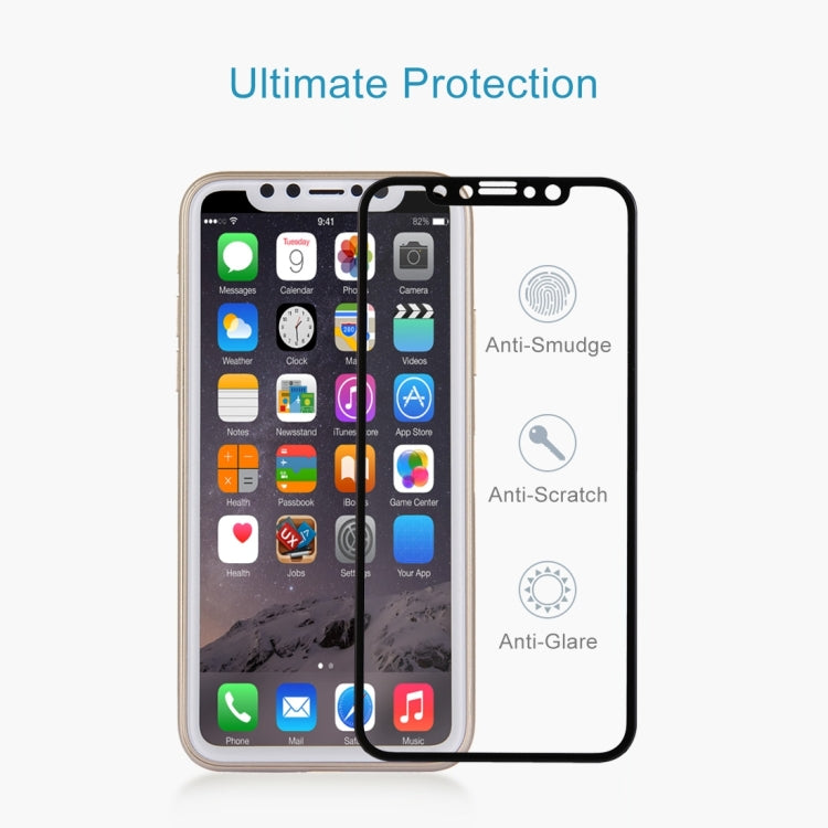 For iPhone X 0.26mm 9H Surface Hardness 2.5D Explosion-proof Full Screen Silk-screen Tempered Glass Screen Film
