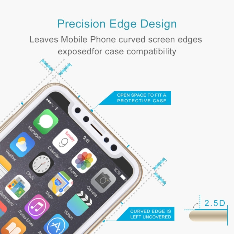 For iPhone X 0.26mm 9H Surface Hardness 2.5D Explosion-proof Full Screen Silk-screen Tempered Glass Screen Film