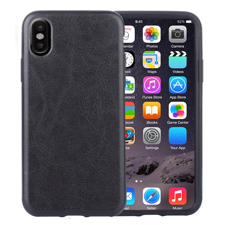 For iPhone X / XS Crazy Horse Texture TPU + Paste Skin Protective Back Cover Case