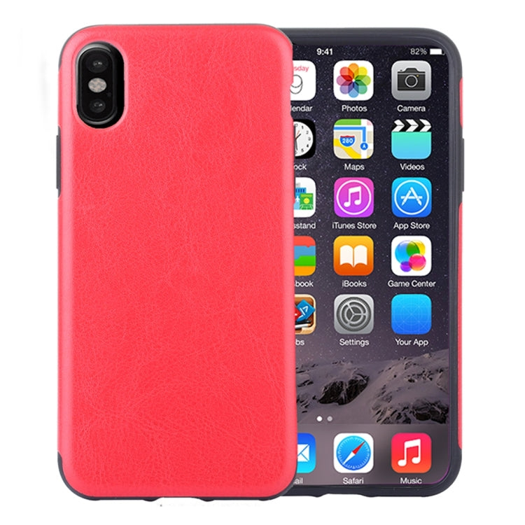 For iPhone X / XS Crazy Horse Texture TPU + Paste Skin Protective Back Cover Case