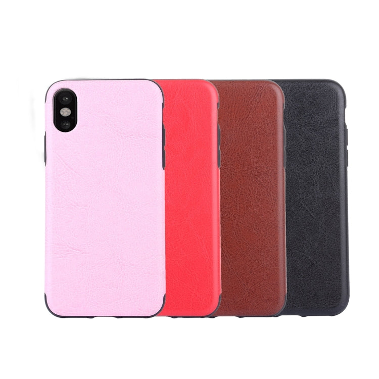 For iPhone X / XS Crazy Horse Texture TPU + Paste Skin Protective Back Cover Case