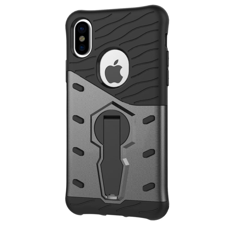 For iPhone X / XS Shock-Resistant 360 Degree Spin Sniper Hybrid Cover TPU + PC Combination Case with Holder