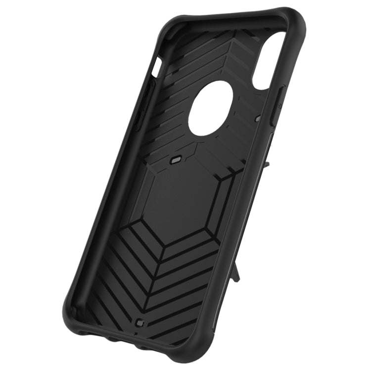 For iPhone X / XS Shock-Resistant 360 Degree Spin Sniper Hybrid Cover TPU + PC Combination Case with Holder