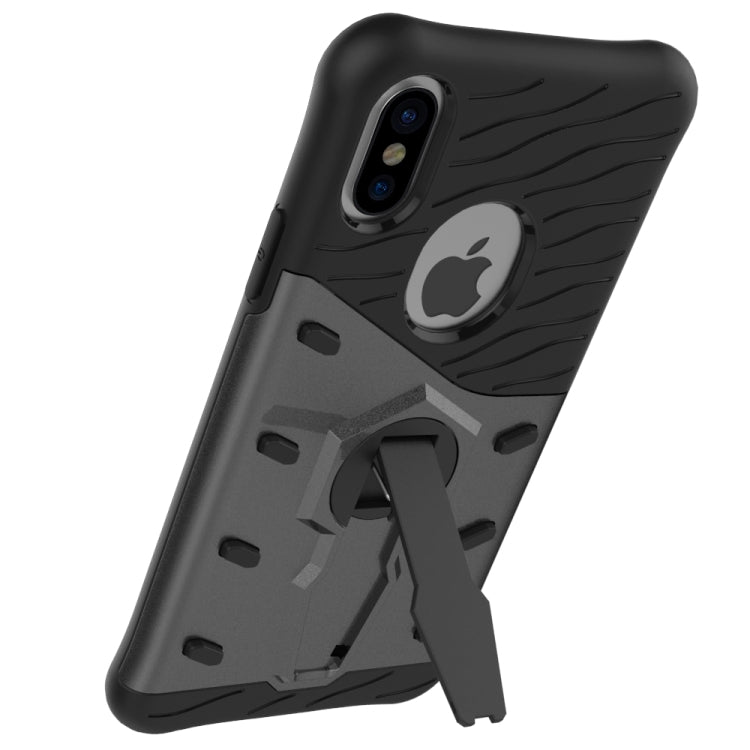 For iPhone X / XS Shock-Resistant 360 Degree Spin Sniper Hybrid Cover TPU + PC Combination Case with Holder