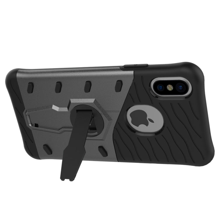 For iPhone X / XS Shock-Resistant 360 Degree Spin Sniper Hybrid Cover TPU + PC Combination Case with Holder