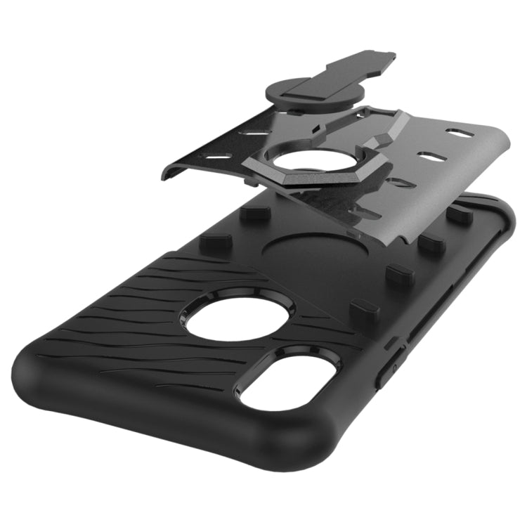 For iPhone X / XS Shock-Resistant 360 Degree Spin Sniper Hybrid Cover TPU + PC Combination Case with Holder