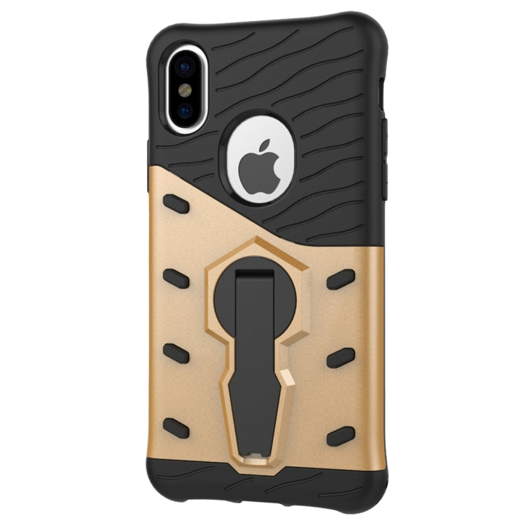 For iPhone X / XS Shock-Resistant 360 Degree Spin Sniper Hybrid Cover TPU + PC Combination Case with Holder