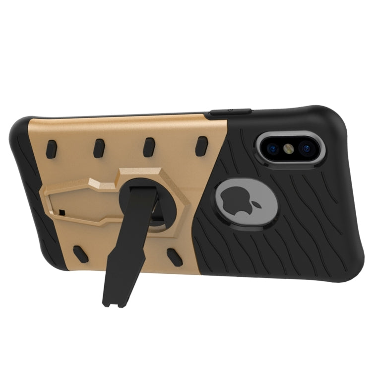 For iPhone X / XS Shock-Resistant 360 Degree Spin Sniper Hybrid Cover TPU + PC Combination Case with Holder