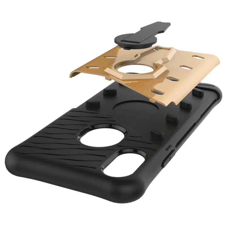 For iPhone X / XS Shock-Resistant 360 Degree Spin Sniper Hybrid Cover TPU + PC Combination Case with Holder
