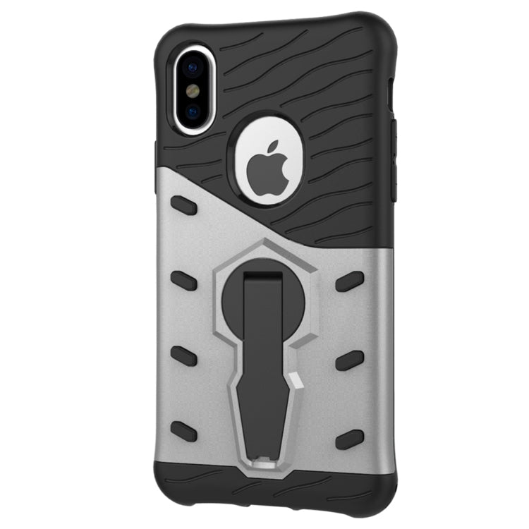 For iPhone X / XS Shock-Resistant 360 Degree Spin Sniper Hybrid Cover TPU + PC Combination Case with Holder