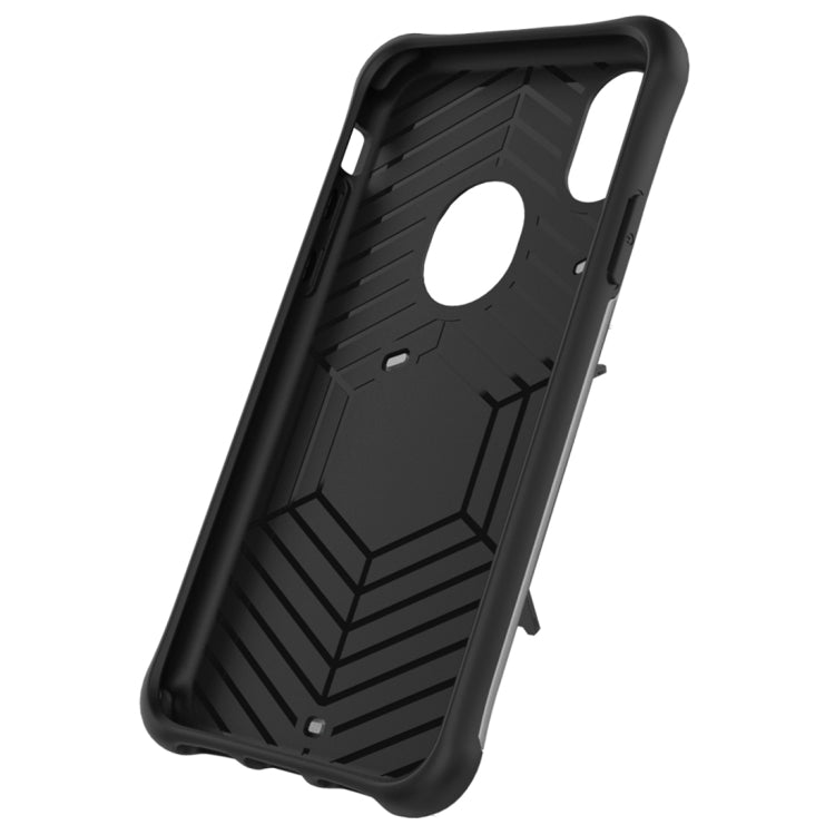 For iPhone X / XS Shock-Resistant 360 Degree Spin Sniper Hybrid Cover TPU + PC Combination Case with Holder