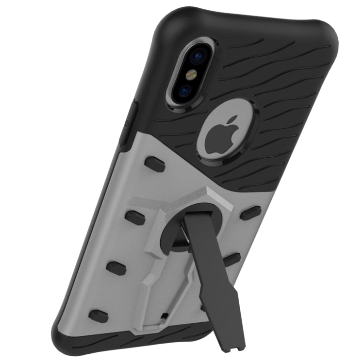 For iPhone X / XS Shock-Resistant 360 Degree Spin Sniper Hybrid Cover TPU + PC Combination Case with Holder
