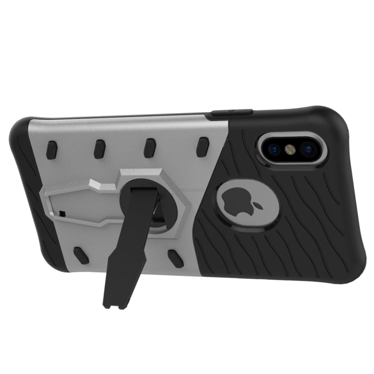For iPhone X / XS Shock-Resistant 360 Degree Spin Sniper Hybrid Cover TPU + PC Combination Case with Holder