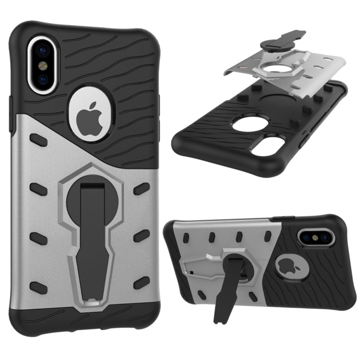 For iPhone X / XS Shock-Resistant 360 Degree Spin Sniper Hybrid Cover TPU + PC Combination Case with Holder