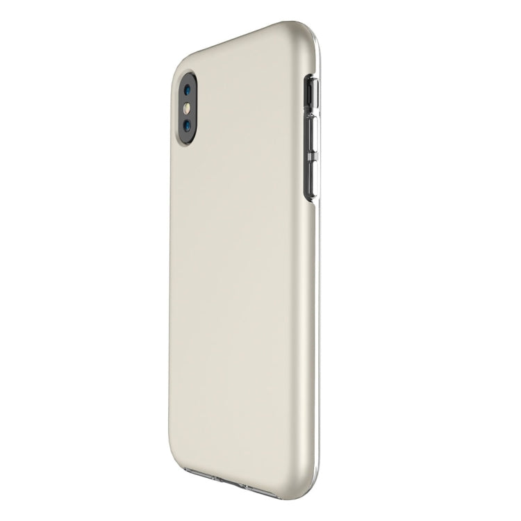 For iPhone X / XS PC + TPU Chrome Plated Press Button Protective Back Cover Case