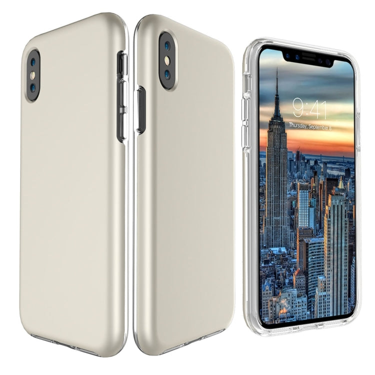 For iPhone X / XS PC + TPU Chrome Plated Press Button Protective Back Cover Case