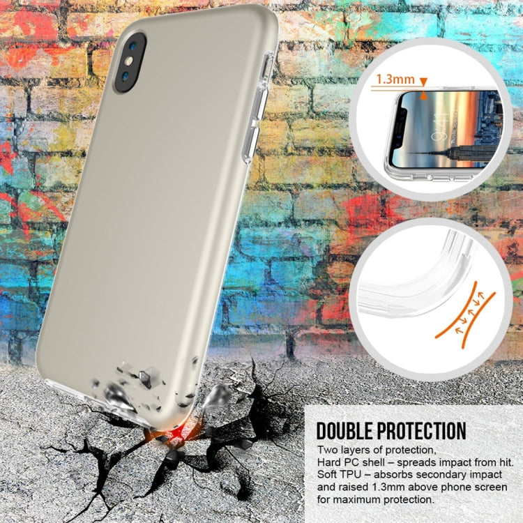 For iPhone X / XS PC + TPU Chrome Plated Press Button Protective Back Cover Case