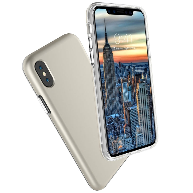 For iPhone X / XS PC + TPU Chrome Plated Press Button Protective Back Cover Case