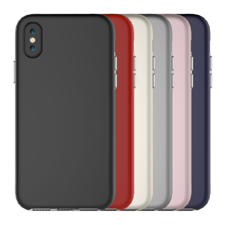 For iPhone X / XS PC + TPU Chrome Plated Press Button Protective Back Cover Case