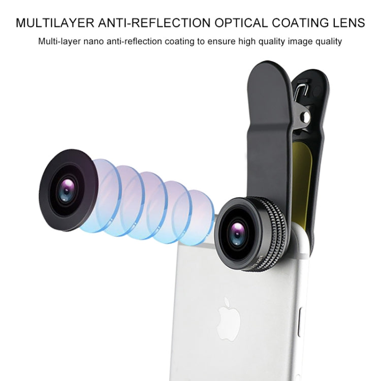 CYKE NG1 6 in 1 0.63X Wide Angle + 198 Degree Fisheye + 15X Macro + CPL + 2X Teleconverter + Six Prism Mobile Phone Lens Kit