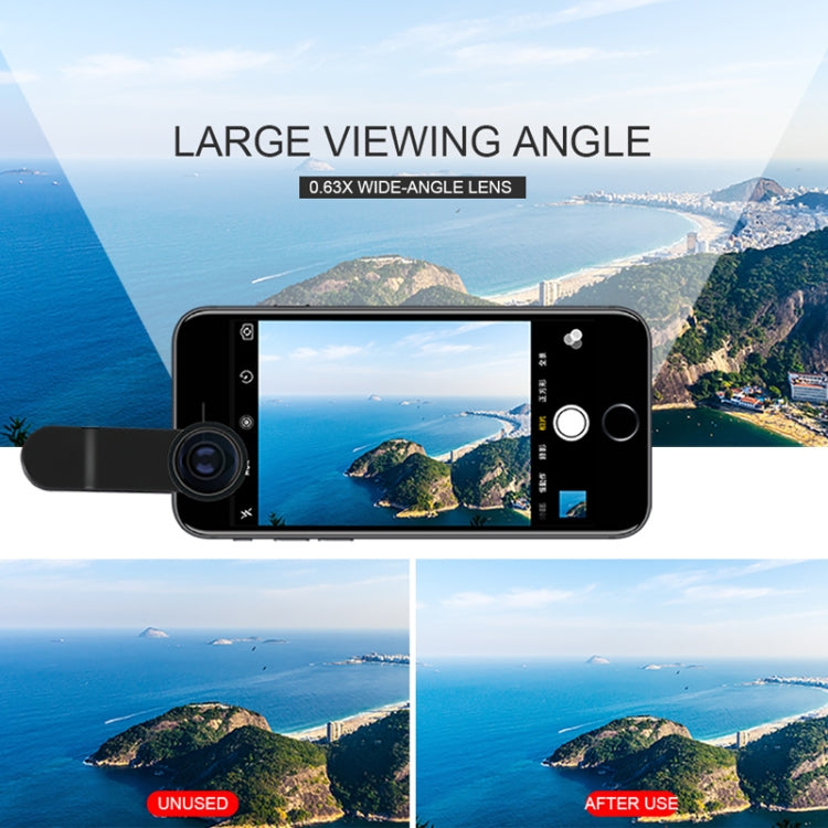 CYKE NG1 6 in 1 0.63X Wide Angle + 198 Degree Fisheye + 15X Macro + CPL + 2X Teleconverter + Six Prism Mobile Phone Lens Kit