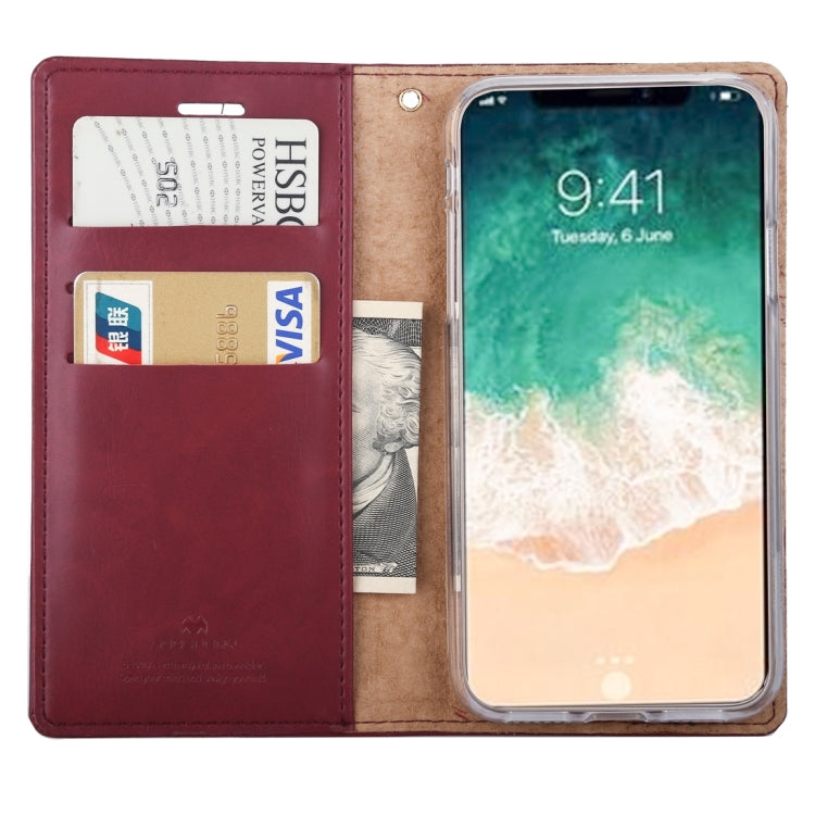 For iPhone X / XS GOOSPERY BLUE MOON FLIP Crazy Horse Texture Horizontal Flip Leather Case with Holder & Card Slots & Wallet