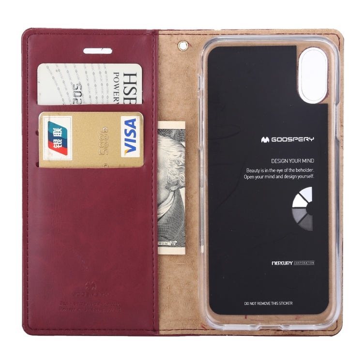 For iPhone X / XS GOOSPERY BLUE MOON FLIP Crazy Horse Texture Horizontal Flip Leather Case with Holder & Card Slots & Wallet