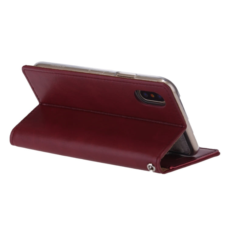 For iPhone X / XS GOOSPERY BLUE MOON FLIP Crazy Horse Texture Horizontal Flip Leather Case with Holder & Card Slots & Wallet