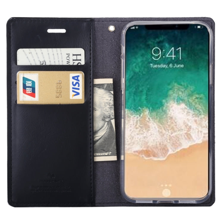 For iPhone X / XS GOOSPERY BLUE MOON FLIP Crazy Horse Texture Horizontal Flip Leather Case with Holder & Card Slots & Wallet