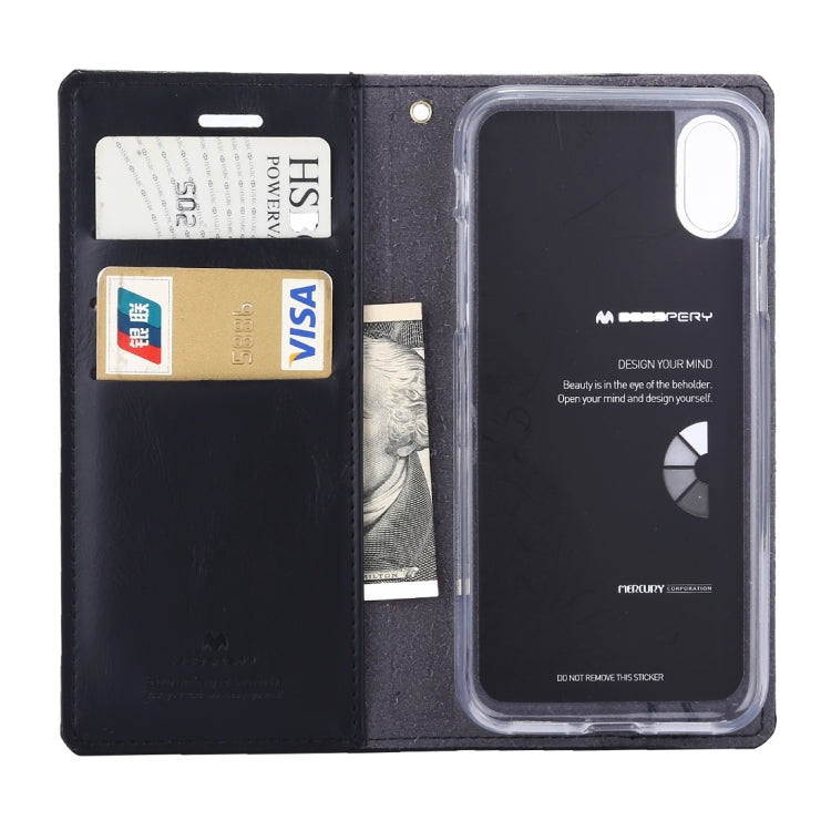 For iPhone X / XS GOOSPERY BLUE MOON FLIP Crazy Horse Texture Horizontal Flip Leather Case with Holder & Card Slots & Wallet