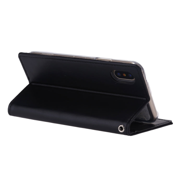 For iPhone X / XS GOOSPERY BLUE MOON FLIP Crazy Horse Texture Horizontal Flip Leather Case with Holder & Card Slots & Wallet