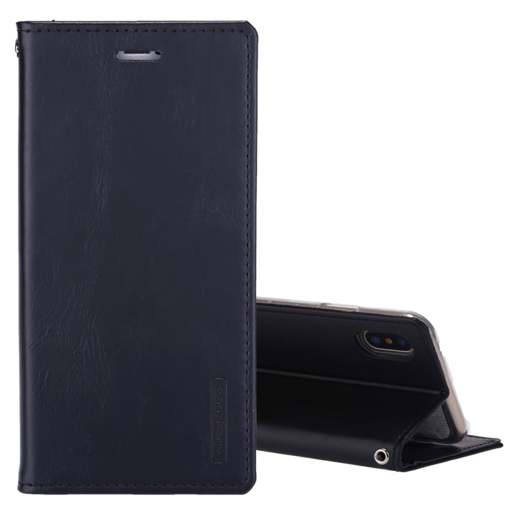 For iPhone X / XS GOOSPERY BLUE MOON FLIP Crazy Horse Texture Horizontal Flip Leather Case with Holder & Card Slots & Wallet