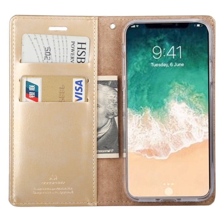 For iPhone X / XS GOOSPERY BLUE MOON FLIP Crazy Horse Texture Horizontal Flip Leather Case with Holder & Card Slots & Wallet