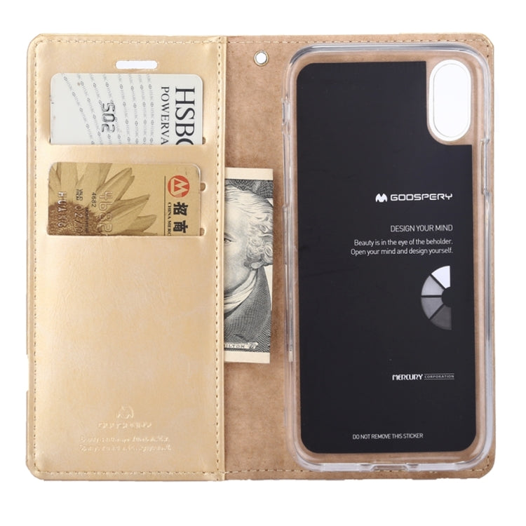 For iPhone X / XS GOOSPERY BLUE MOON FLIP Crazy Horse Texture Horizontal Flip Leather Case with Holder & Card Slots & Wallet