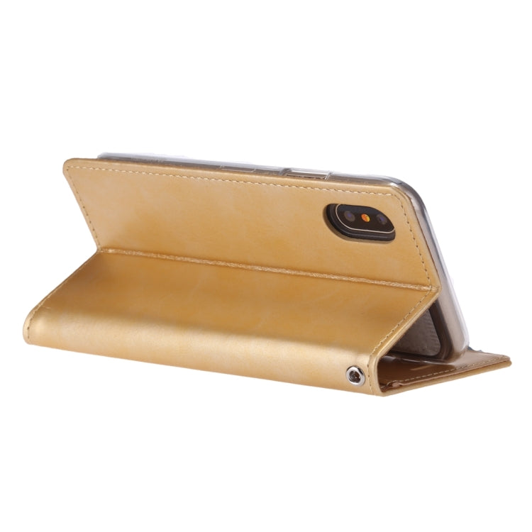 For iPhone X / XS GOOSPERY BLUE MOON FLIP Crazy Horse Texture Horizontal Flip Leather Case with Holder & Card Slots & Wallet