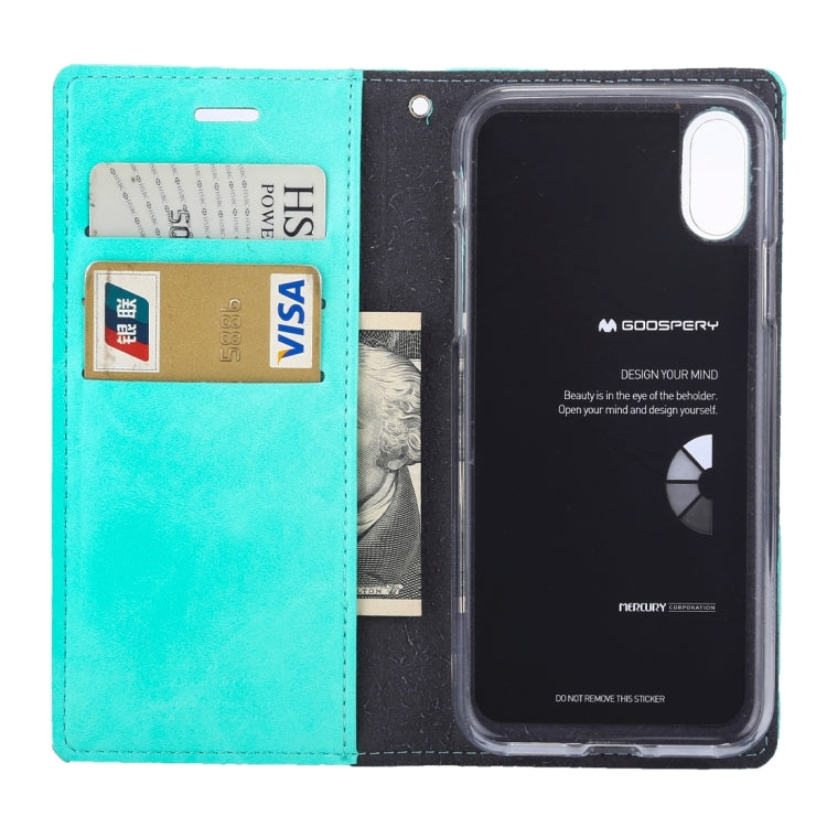 For iPhone X / XS GOOSPERY BLUE MOON FLIP Crazy Horse Texture Horizontal Flip Leather Case with Holder & Card Slots & Wallet
