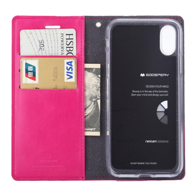 For iPhone X / XS GOOSPERY BLUE MOON FLIP Crazy Horse Texture Horizontal Flip Leather Case with Holder & Card Slots & Wallet