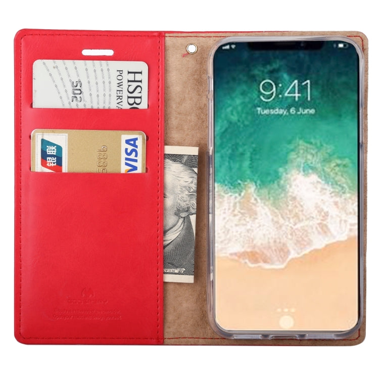For iPhone X / XS GOOSPERY BLUE MOON FLIP Crazy Horse Texture Horizontal Flip Leather Case with Holder & Card Slots & Wallet
