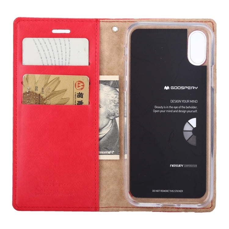 For iPhone X / XS GOOSPERY BLUE MOON FLIP Crazy Horse Texture Horizontal Flip Leather Case with Holder & Card Slots & Wallet