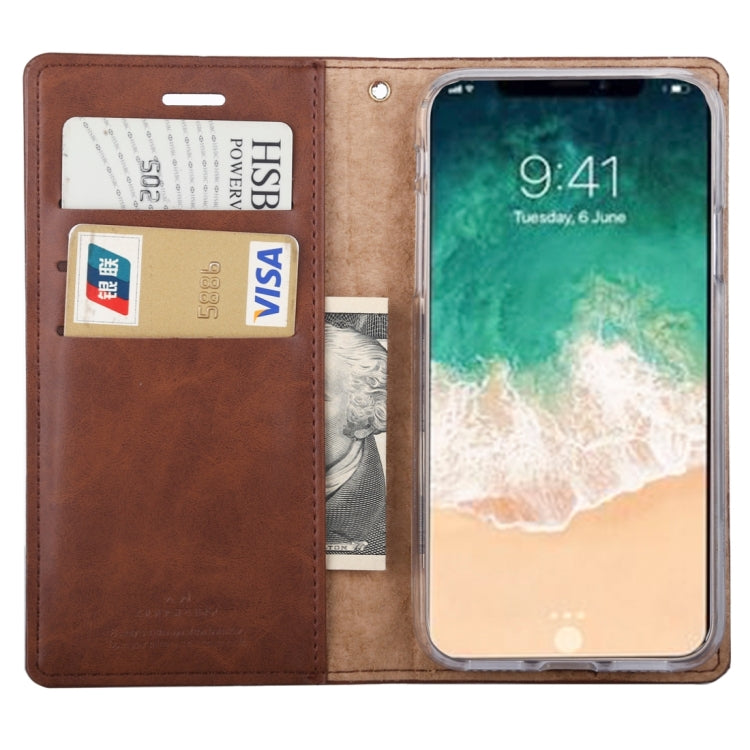 For iPhone X / XS GOOSPERY BLUE MOON FLIP Crazy Horse Texture Horizontal Flip Leather Case with Holder & Card Slots & Wallet