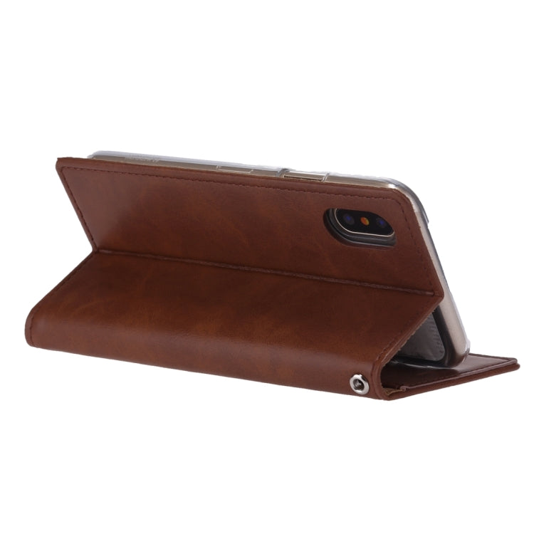 For iPhone X / XS GOOSPERY BLUE MOON FLIP Crazy Horse Texture Horizontal Flip Leather Case with Holder & Card Slots & Wallet