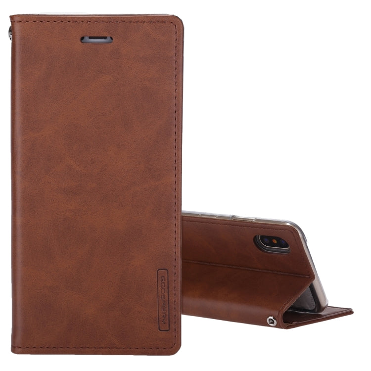 For iPhone X / XS GOOSPERY BLUE MOON FLIP Crazy Horse Texture Horizontal Flip Leather Case with Holder & Card Slots & Wallet
